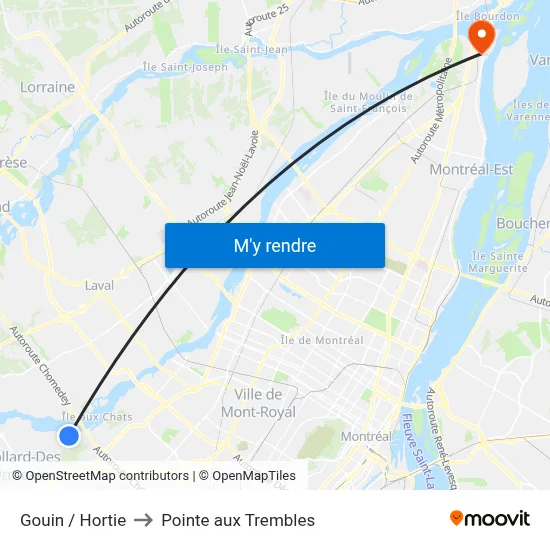 Gouin / Hortie to Pointe aux Trembles map