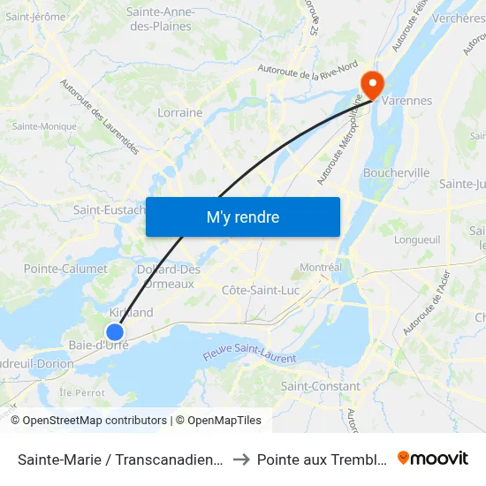 Sainte-Marie / Transcanadienne to Pointe aux Trembles map