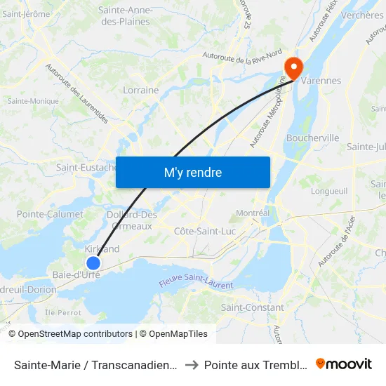 Sainte-Marie / Transcanadienne to Pointe aux Trembles map