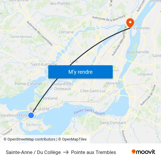 Sainte-Anne / Du Collège to Pointe aux Trembles map