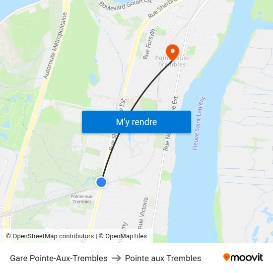 Gare Pointe-Aux-Trembles to Pointe aux Trembles map