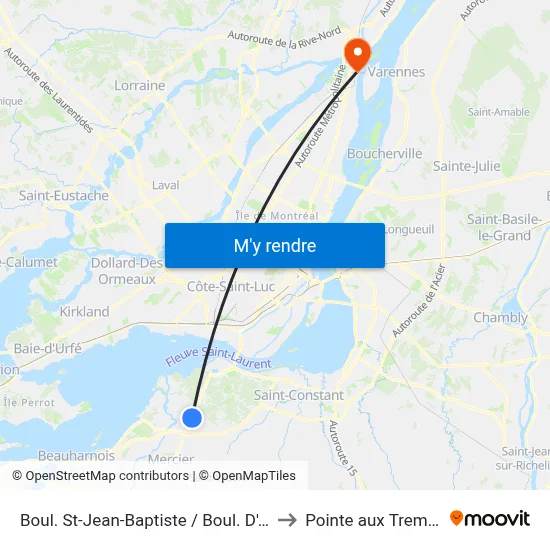 Boul. St-Jean-Baptiste / Boul. D'Anjou to Pointe aux Trembles map