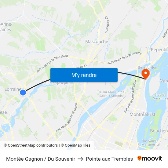 Montée Gagnon / Du Souvenir to Pointe aux Trembles map