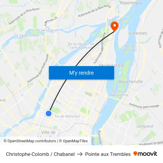 Christophe-Colomb / Chabanel to Pointe aux Trembles map