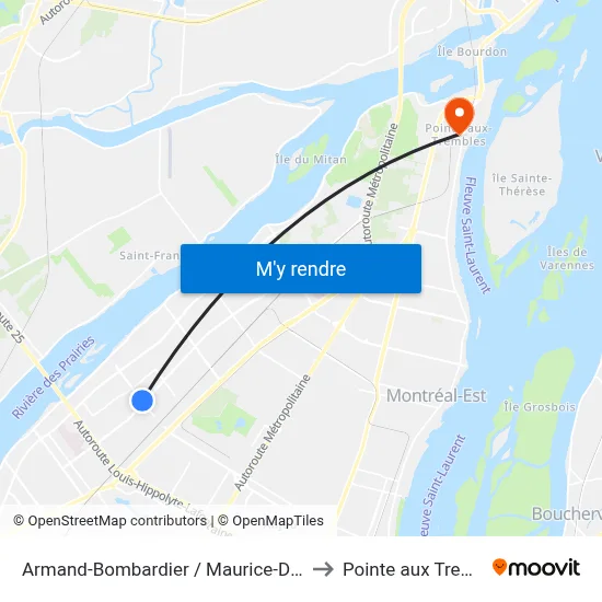 Armand-Bombardier / Maurice-Duplessis to Pointe aux Trembles map