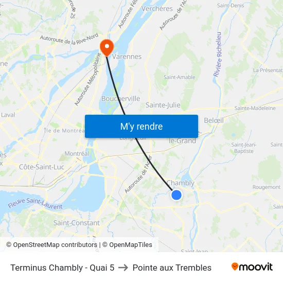 Terminus Chambly - Quai 5 to Pointe aux Trembles map