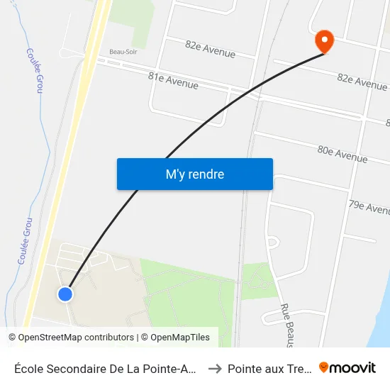 École Secondaire De La Pointe-Aux-Trembles to Pointe aux Trembles map