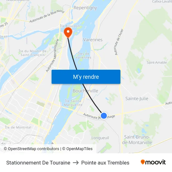 Stationnement De Touraine to Pointe aux Trembles map
