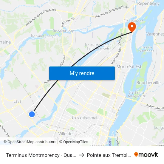 Terminus Montmorency - Quai 4 to Pointe aux Trembles map