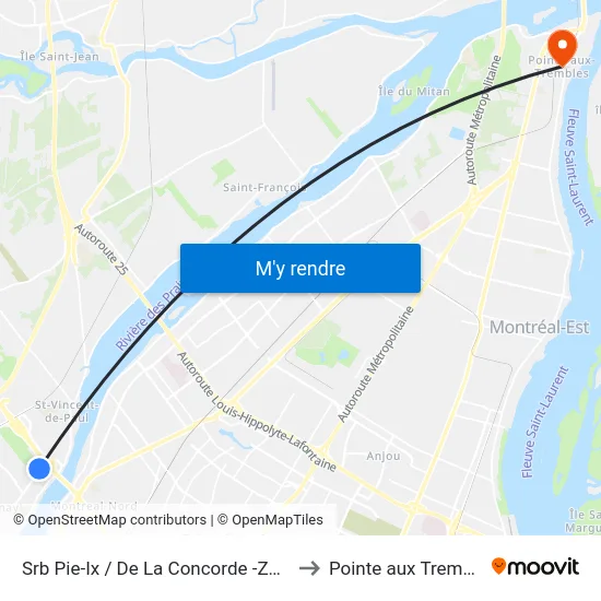 Srb Pie-Ix / De La Concorde -Zone B to Pointe aux Trembles map