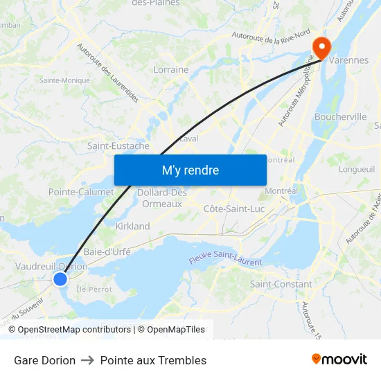 Gare Dorion to Pointe aux Trembles map