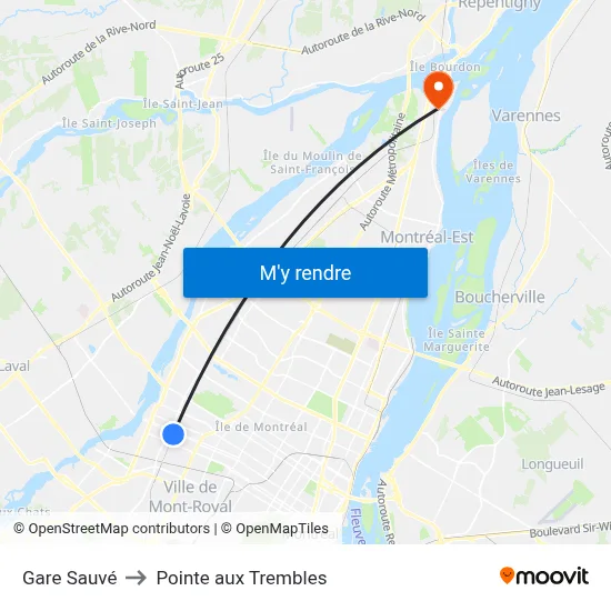 Gare Sauvé to Pointe aux Trembles map