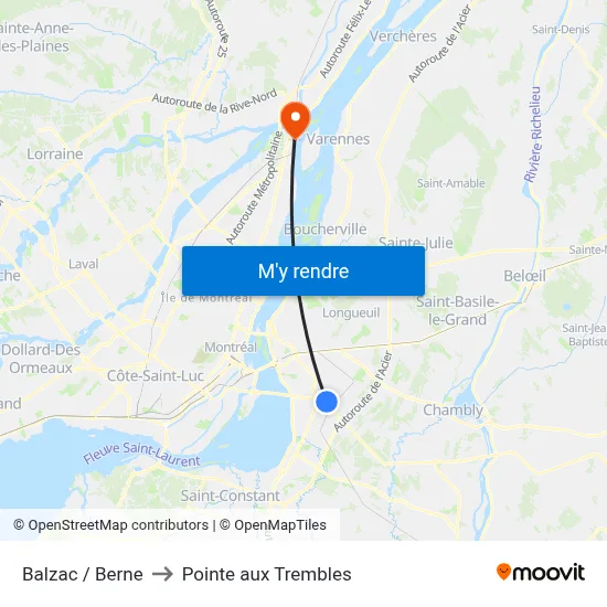 Balzac / Berne to Pointe aux Trembles map