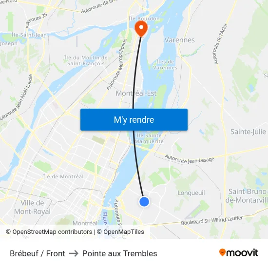Brébeuf / Front to Pointe aux Trembles map