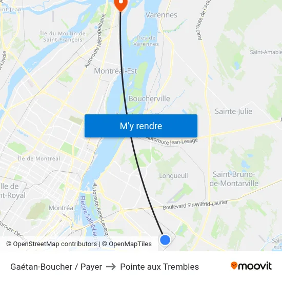 Gaétan-Boucher / Payer to Pointe aux Trembles map