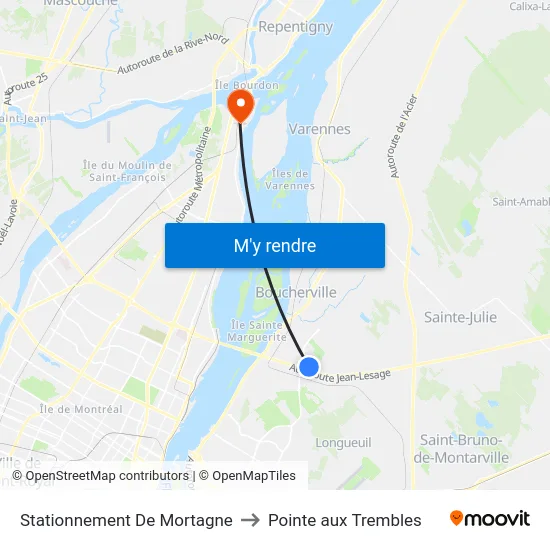 Stationnement De Mortagne to Pointe aux Trembles map