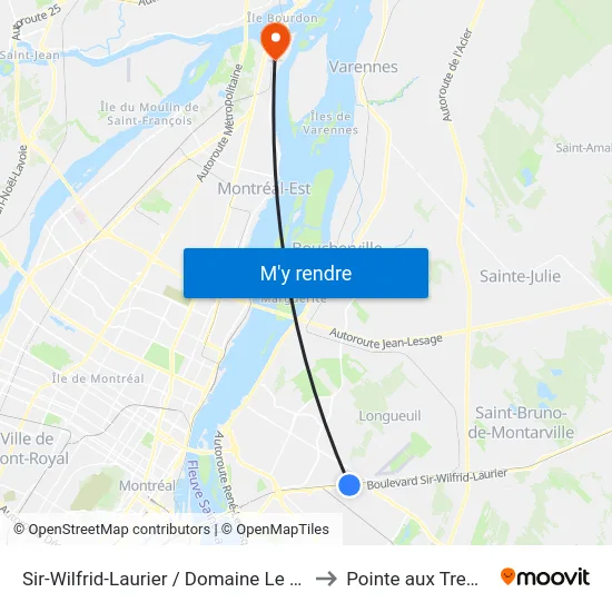 Sir-Wilfrid-Laurier / Domaine Le Marquis to Pointe aux Trembles map