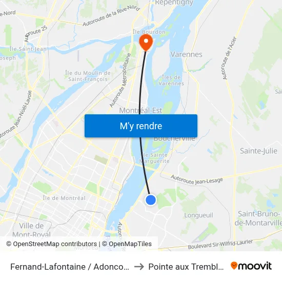 Fernand-Lafontaine / Adoncour to Pointe aux Trembles map