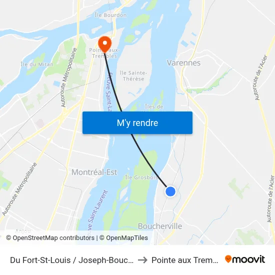Du Fort-St-Louis / Joseph-Bouchette to Pointe aux Trembles map