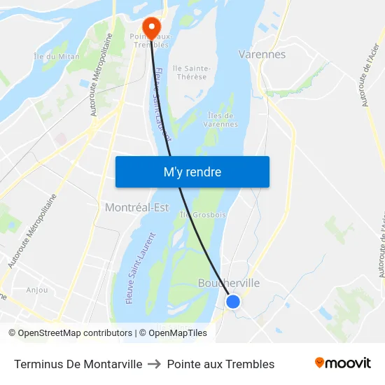 Terminus De Montarville to Pointe aux Trembles map
