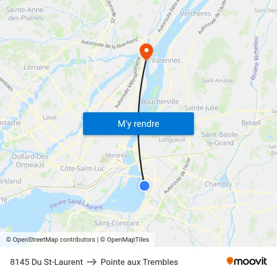 8145 Du St-Laurent to Pointe aux Trembles map