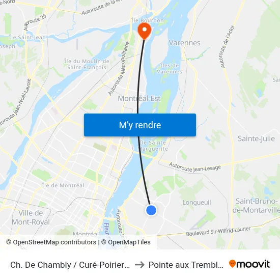 Ch. De Chambly / Curé-Poirier E. to Pointe aux Trembles map