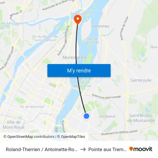 Roland-Therrien / Antoinette-Robidoux to Pointe aux Trembles map