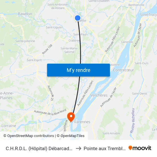 C.H.R.D.L. (Hôpital) Débarcadère to Pointe aux Trembles map