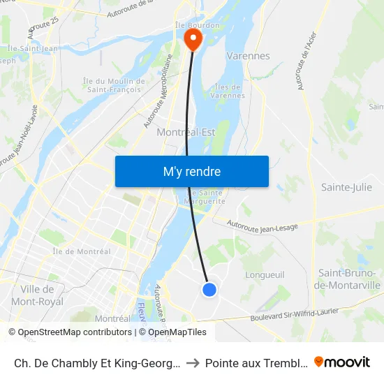 Ch. De Chambly Et King-George() to Pointe aux Trembles map