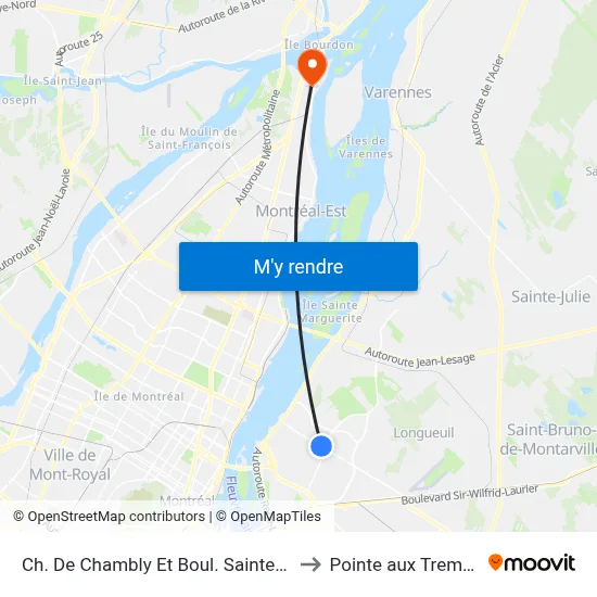 Ch. De Chambly Et Boul. Sainte-Foy() to Pointe aux Trembles map