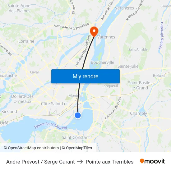André-Prévost / Serge-Garant to Pointe aux Trembles map
