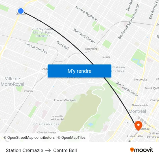 Station Crémazie to Centre Bell map