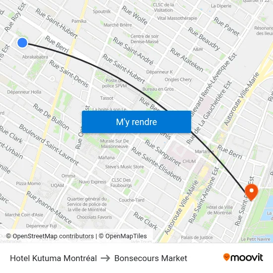 Hotel Kutuma Montréal to Bonsecours Market map