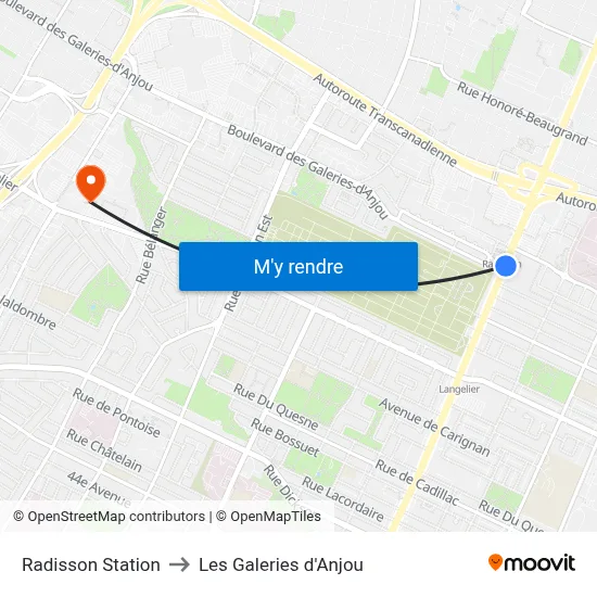 Radisson Station to Les Galeries d'Anjou map
