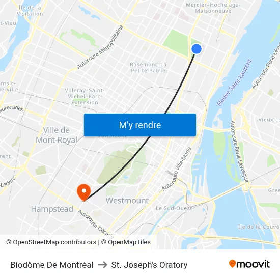 Biodôme De Montréal to St. Joseph's Oratory map