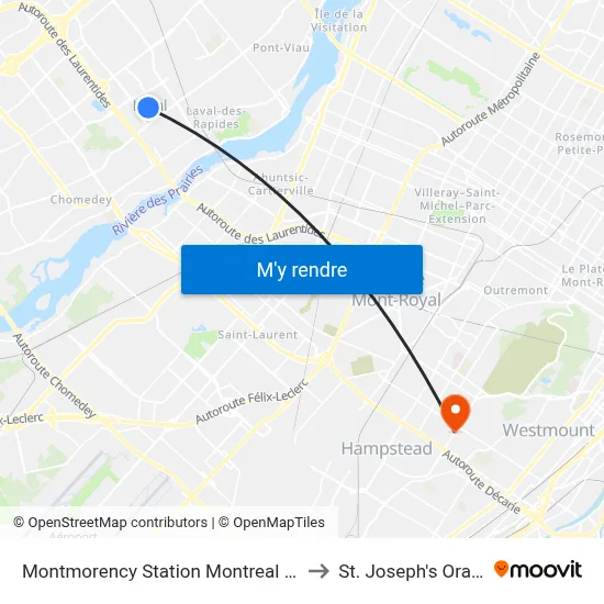 Montmorency Station Montreal Metro to St. Joseph's Oratory map