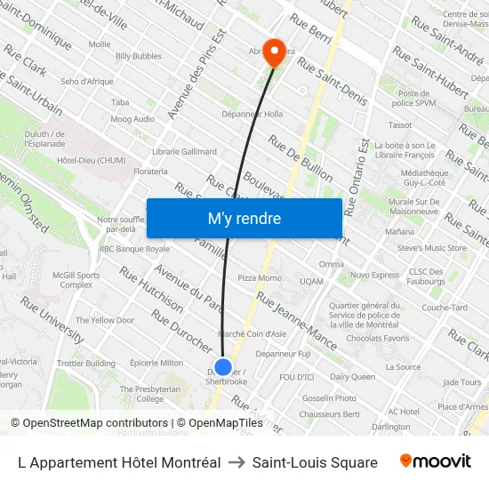 L Appartement Hôtel Montréal to Saint-Louis Square map
