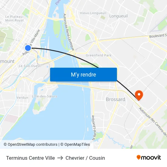Terminus Centre Ville to Chevrier / Cousin map