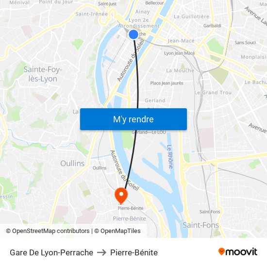 Gare De Lyon-Perrache to Pierre-Bénite map