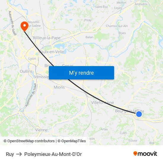 Ruy to Poleymieux-Au-Mont-D'Or map