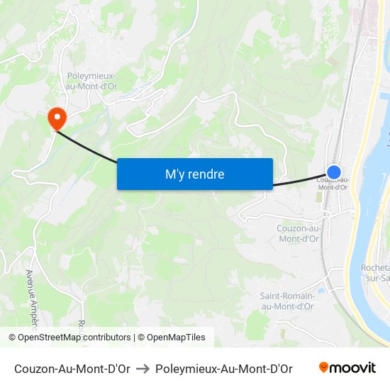 Couzon-Au-Mont-D'Or to Poleymieux-Au-Mont-D'Or map