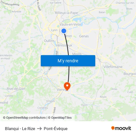 Blanqui - Le Rize to Pont-Évêque map
