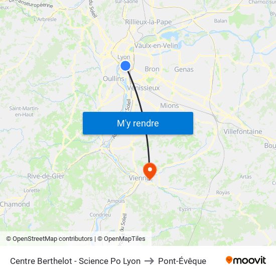 Centre Berthelot - Science Po Lyon to Pont-Évêque map