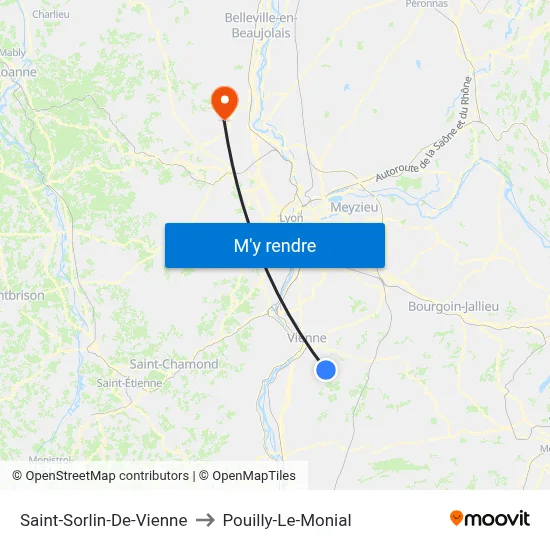 Saint-Sorlin-De-Vienne to Pouilly-Le-Monial map