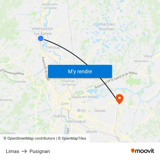 Limas to Pusignan map