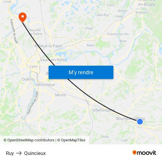 Ruy to Quincieux map