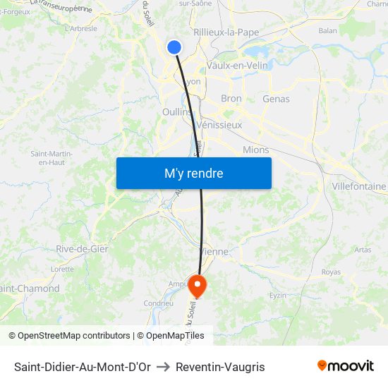 Saint-Didier-Au-Mont-D'Or to Reventin-Vaugris map