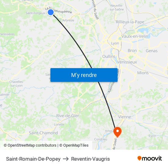Saint-Romain-De-Popey to Reventin-Vaugris map
