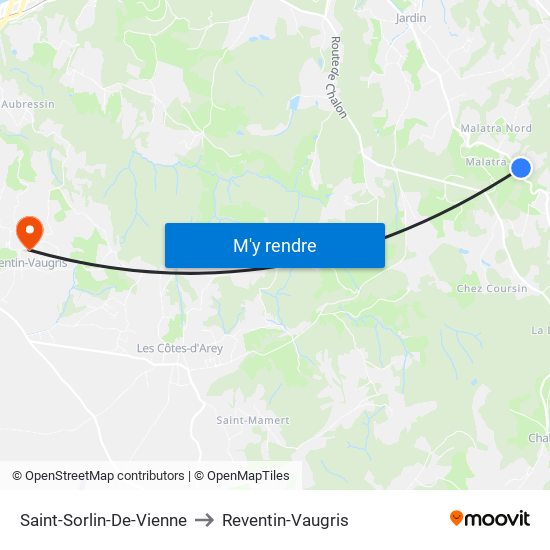 Saint-Sorlin-De-Vienne to Reventin-Vaugris map