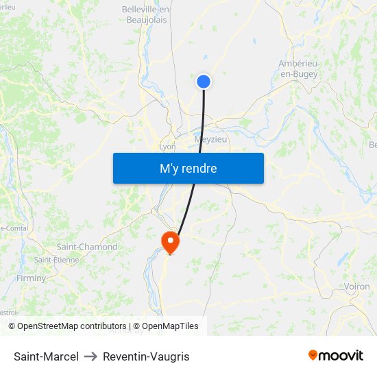 Saint-Marcel to Reventin-Vaugris map